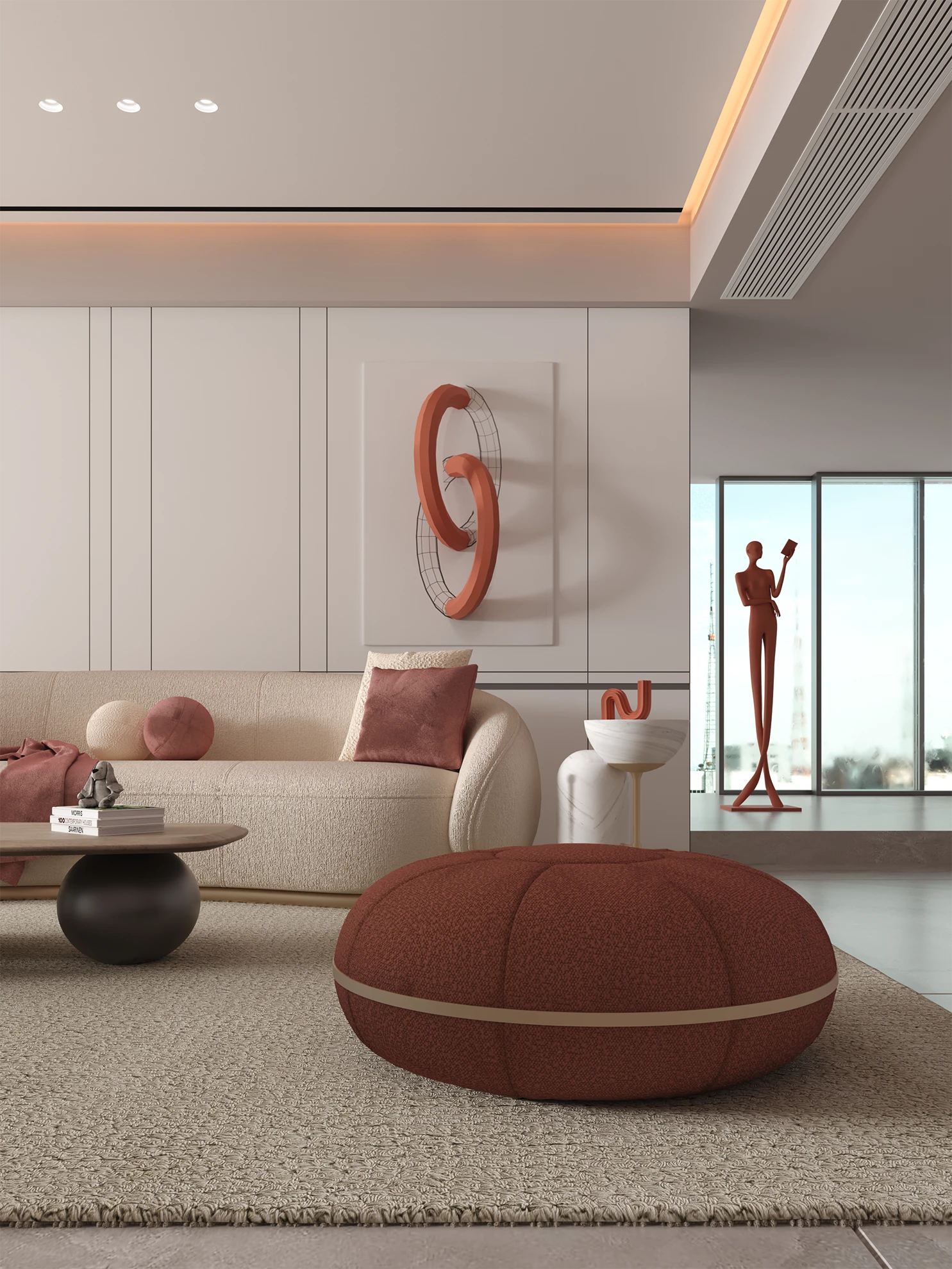 Styling detail with pouf and console